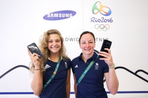 RIO DE JANEIRO, NEW ZEALAND - AUGUST 03:  Alicia Blagg (L) and Rebecca Gallantree of Great Britain during a visit to the Samsung Galaxy Studio in the Olympic Village on August 3, 2016 in Rio de Janiero, Brazil.  (Photo by Hagen Hopkins/Getty Images) *** Local Caption *** Alicia Blagg;Rebecca Gallantree